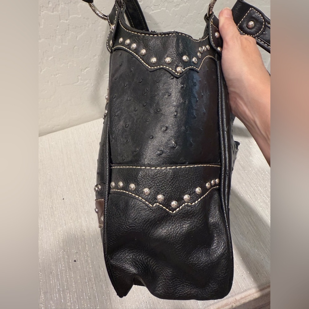 RUSTIC COUTURE Studded Black and Brown Handbag - NEW w/ Tags - Picture 4 of 8